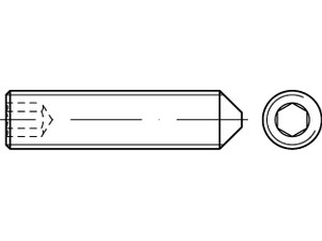 Bild von DIN 914 45H M 10x18 (blank) Gew. Stifte mit I-6kt und Spitze - Pkg. (200) (VPE=200 Pkg. (200))