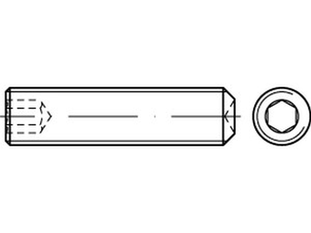 Bild von DIN 916 45H M 5x30 (galv. verzinkt) Gew. Stifte mit I-6kt und Ringschneide - Pkg. (200) (VPE=200 Pkg. (200))