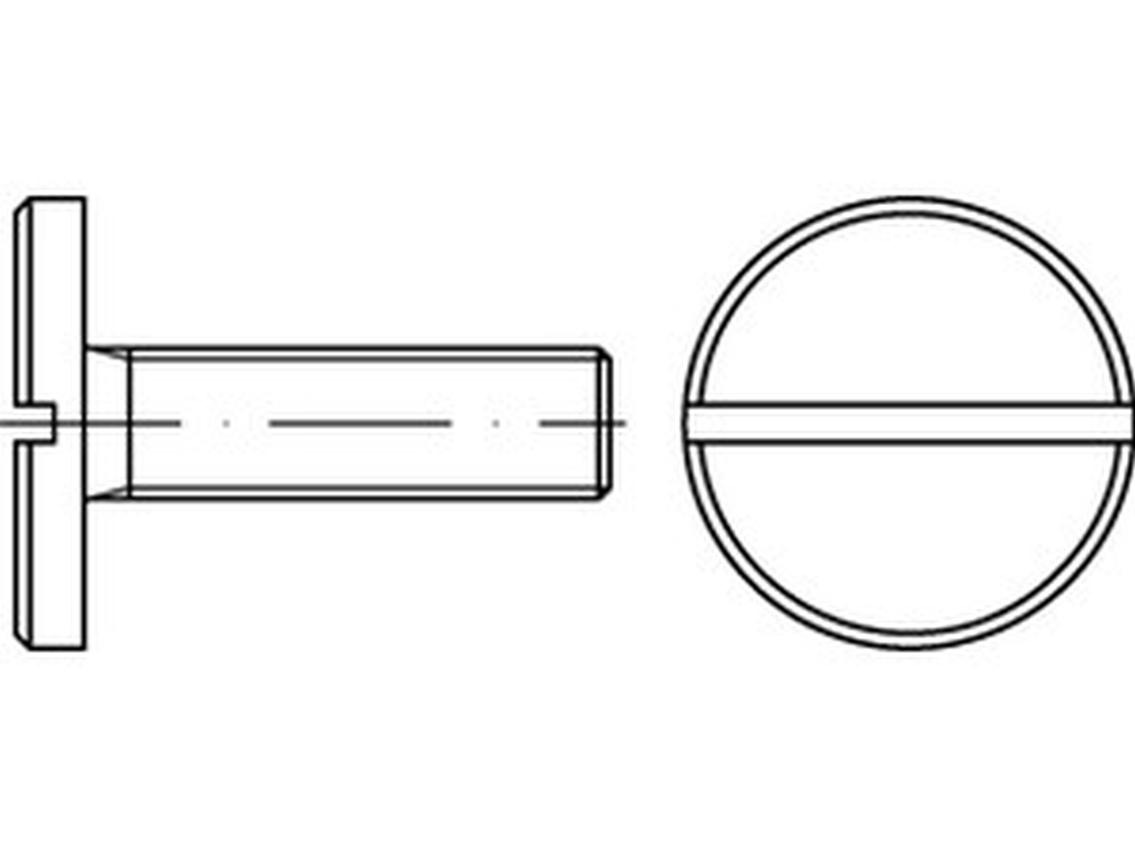 Bild von DIN 921 4.85.8 M 3x4 (blank) Flachkopfschr. mit Schl., großer Kopf - Pkg. (100) (VPE=100 Pkg. (100))