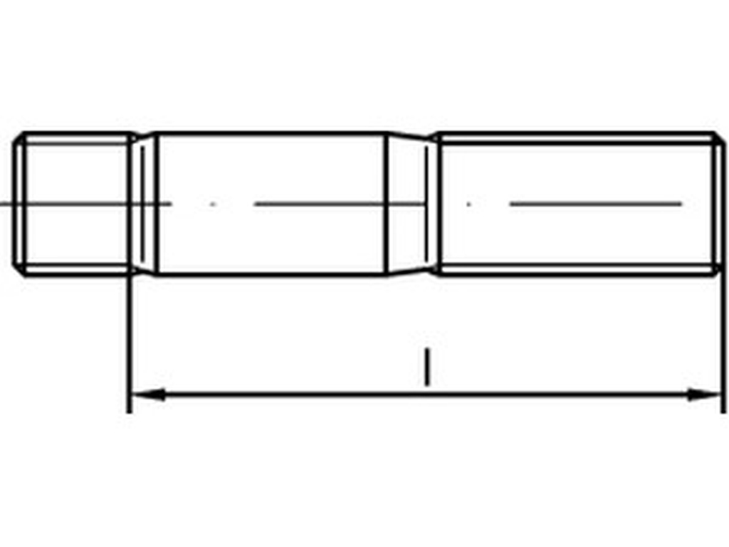 Bild von DIN 938 5.6 M 10x50 , gestempelt, (galv. verzinkt) Stiftschr., Einschr.de = 1d - Pkg. (100) (VPE=100 Pkg. (100))