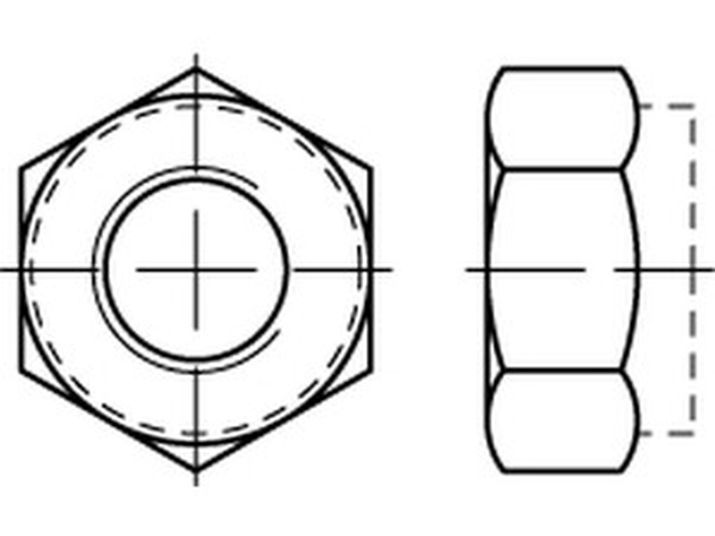Bild von DIN 985 Messing M 8 (blank) 6-kt Sicher.-Mutter, niedr.Form nichtm.Einsatz - Pkg. (100) (VPE=100 Pkg. (100))
