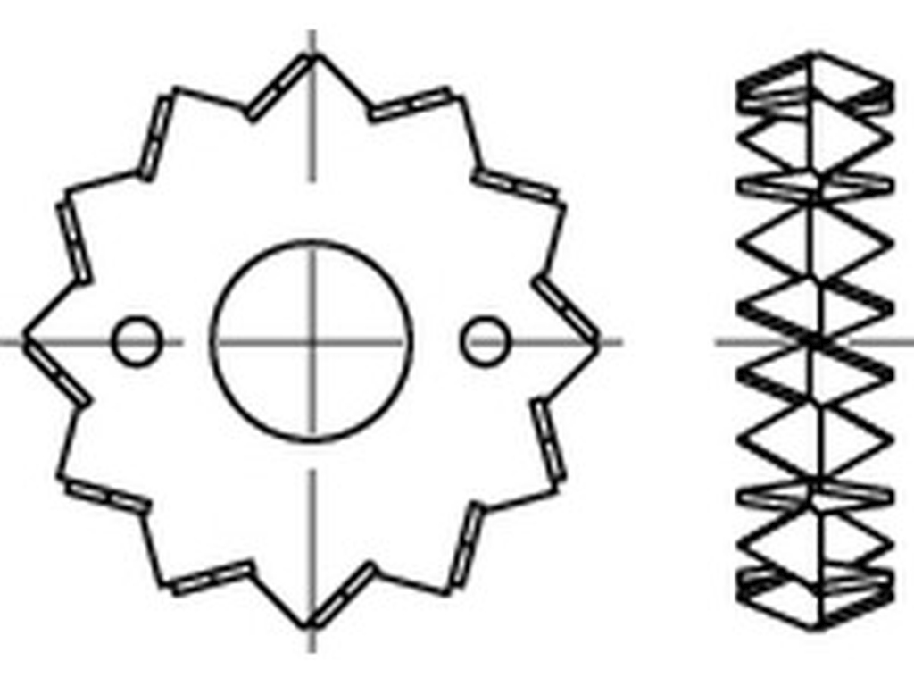 Bild von DIN 1052 Blechdorne Typ C, zweis., 62 (feuerver.) Scheiben für Holzverbinder- Pkg. (100) (VPE=100 Pkg. (100))
