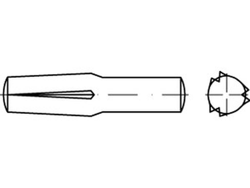 Bild von DIN 1474 Stahl 10x40 (blank) Steckkerbstifte - Pkg. (25) (VPE=25 Pkg. (25))