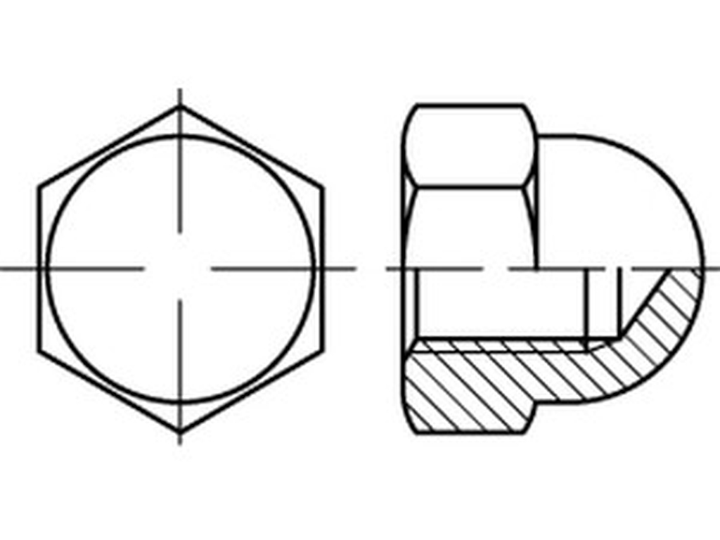 Bild von DIN 1587 6 M 5 (galv. verchromt) 6-kt -Hutmuttern, hohe Form - Pkg. (100) (VPE=100 Pkg. (100))