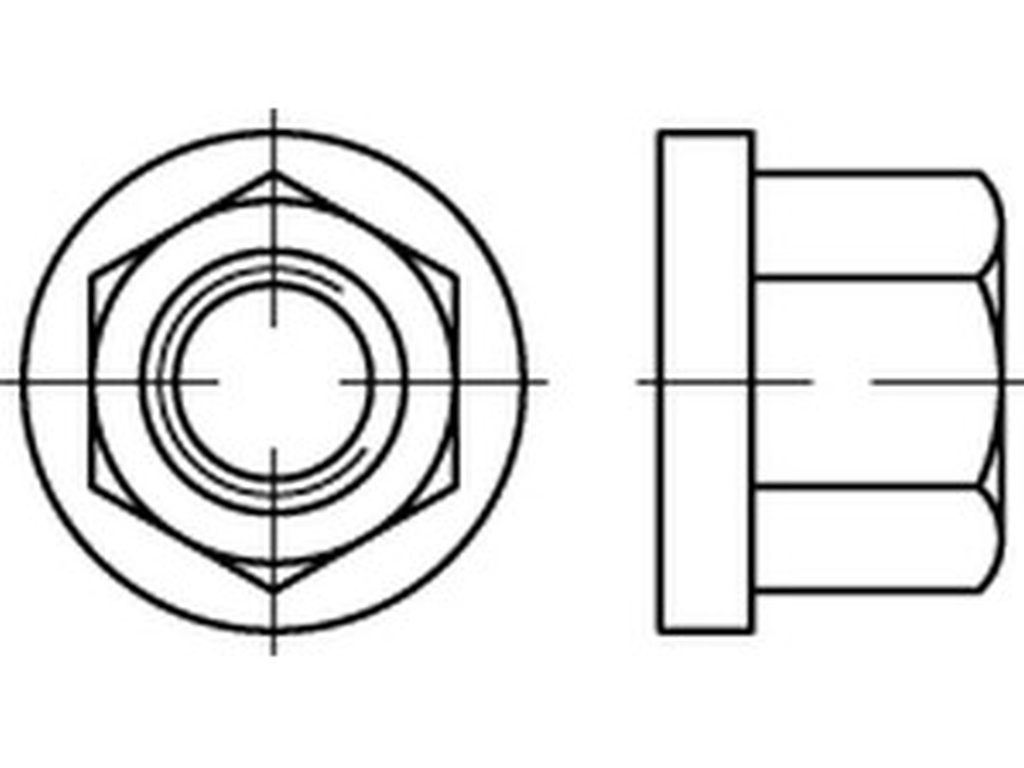 Bild von DIN 6331 10 M 12 SW 18 (galv. verzinkt) 6-kt Muttern mit Bund, Höhe 1,5 d - Pkg. (25) (VPE=25 Pkg. (25))