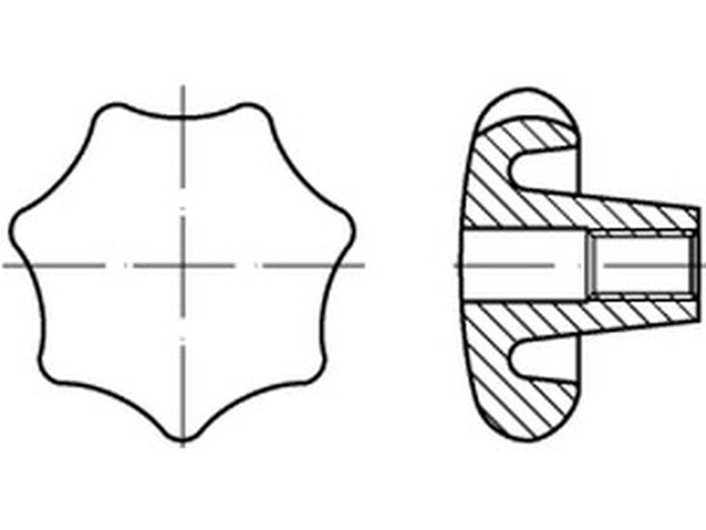 Bild von DIN 6336 Grauguß D 63 M 10 m. Gewinde-Durchloch (blank) Sterngriffe - Pkg. (10) (VPE=10 Pkg. (10))