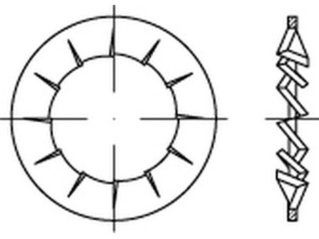 Bild von DIN 6798 Federstahl I 13 (galv. verzinkt) Fächerscheiben - Pkg. (100) (VPE=100 Pkg. (100))