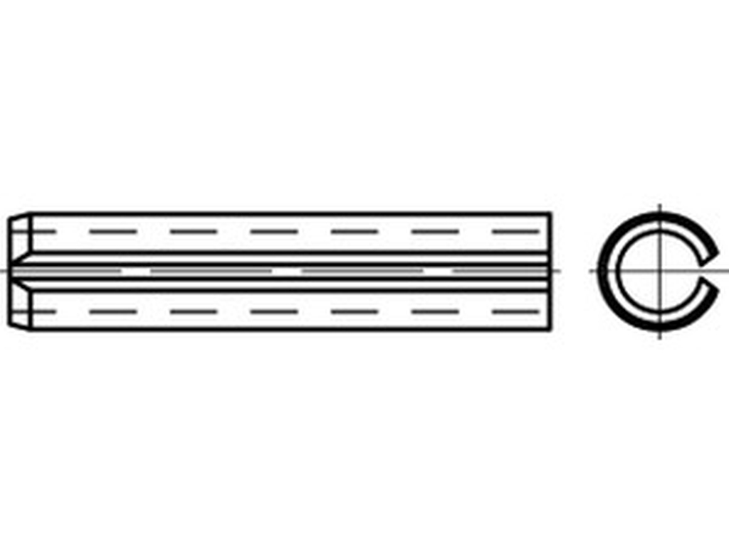 Bild von DIN 7346 Federstahl 10x20 (blank) Spannstifte, leichte Ausführung - Pkg. (100) (VPE=100 Pkg. (100))