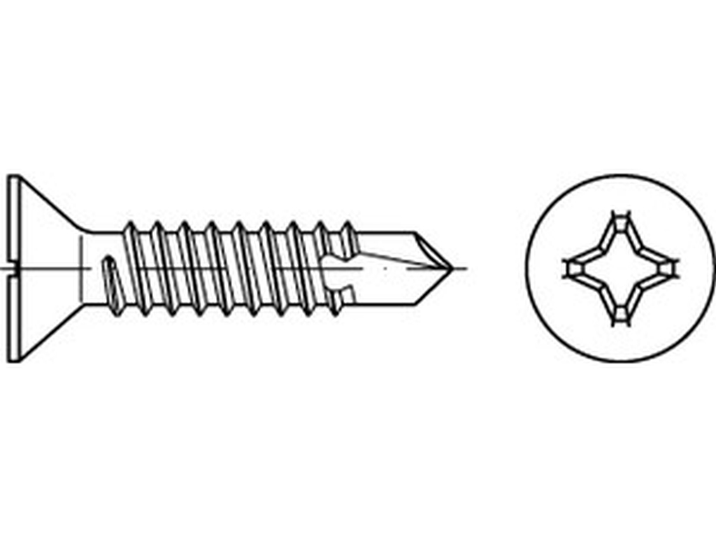 Bild von DIN 7504 Stahl P 3,9x22 -H , SEKO (galv. verzinkt) Bohrschrauben - mit Bohrsp. - Pkg. (1000) (VPE=1000 Pkg. (1000))