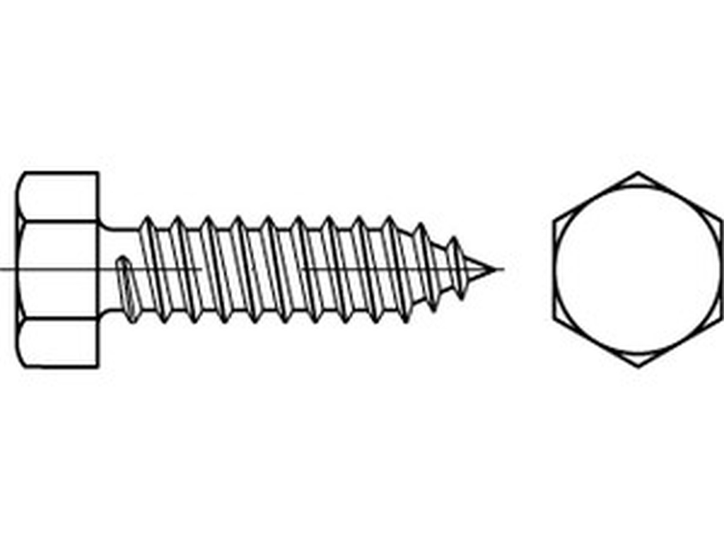 Bild von DIN 7976 Stahl 4,8x45 -C (galv. verzinkt) 6-kt -Blechschrauben - Pkg. (250) (VPE=250 Pkg. (250))