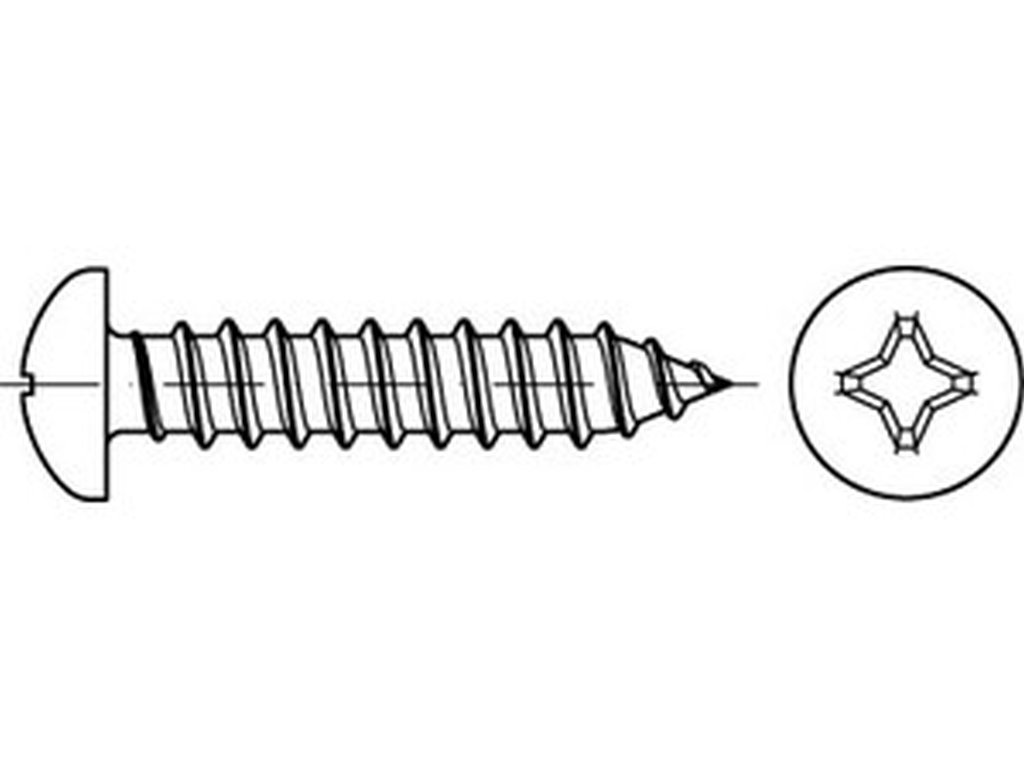 Bild von DIN 7981 Stahl 2,9x25 -C-H (galv. verzinkt) Linsenkopf-Blechschr. mit KreuzSchl. - Pkg. (100) (VPE=100 Pkg. (100))