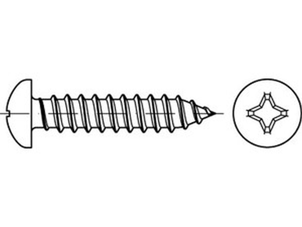 Bild von DIN 7981 A2 2,2x4,5 -C-H (rostfrei) Linsenkopf-Blechschr. mit KreuzSchl. - Pkg. (1000) (VPE=1000 Pkg. (1000))