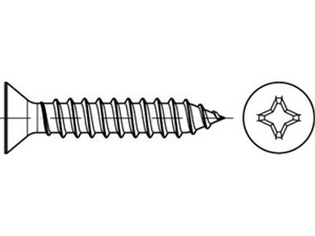 Bild von DIN 7982 Stahl 3,5x13 -C-H (galv. verzinkt) Senkkopf-Blechschr. mit KreuzSchl. - Pkg. (100) (VPE=100 Pkg. (100))