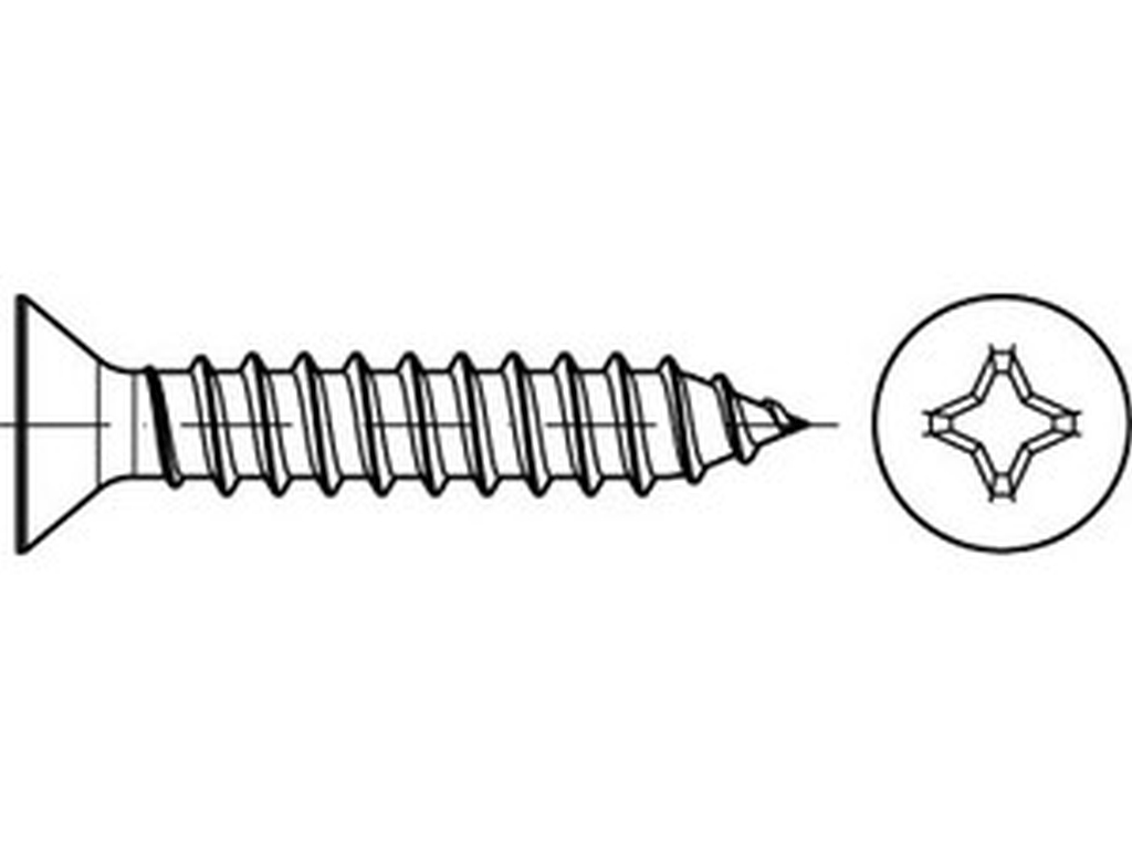 Bild von DIN 7982 A2 2,9x16 -C-H (rostfrei) Senkkopf-Blechschr. mit KreuzSchl. - Pkg. (100) (VPE=100 Pkg. (100))