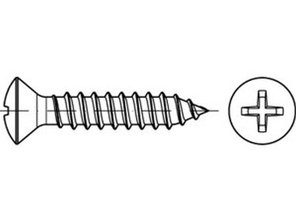 Bild von DIN 7983 Stahl 5,5x13 -C-H (galv. verzinkt) Linsensenkkopf-Blechschr. mit KreuzSchl. - Pkg. (100) (VPE=100 Pkg. (100))