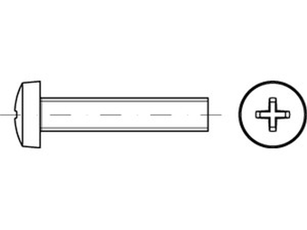 Bild von DIN 7985 4.8 M 4x18 -H (galv. verzinkt) Linsenschr. mit KreuzSchl. - Pkg. (2000) (VPE=2000 Pkg. (2000))