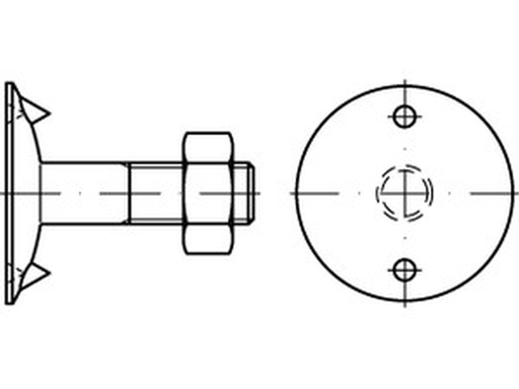 Bild von DIN 15237 3.6 M 12x50 Mutter + Tellerscheibe (blank) Tellerschrauben - Pkg. (100) (VPE=100 Pkg. (100))