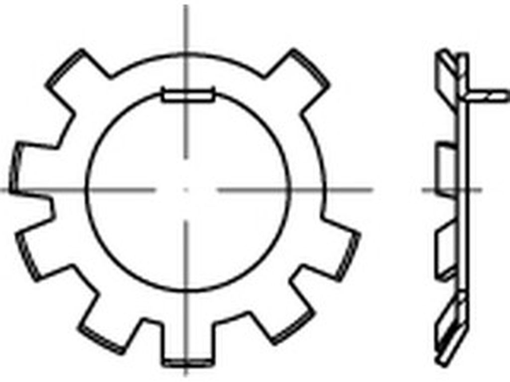 Bild von DIN 70952 Stahl 10 (blank) Sicherungsbl. für Nutmuttern - Pkg. (100) (VPE=100 Pkg. (100))