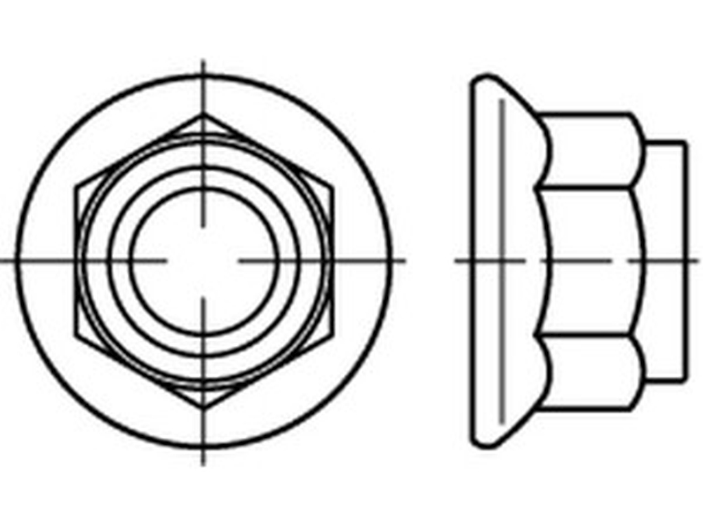 Bild von DIN 6926 8 M 5 (galv. verzinkt) 6kt Sicher.-Mut., Flansch, Klemmteil, nichtmet. Einsatz-Pkg. (100) (VPE=100 Pkg. (100))