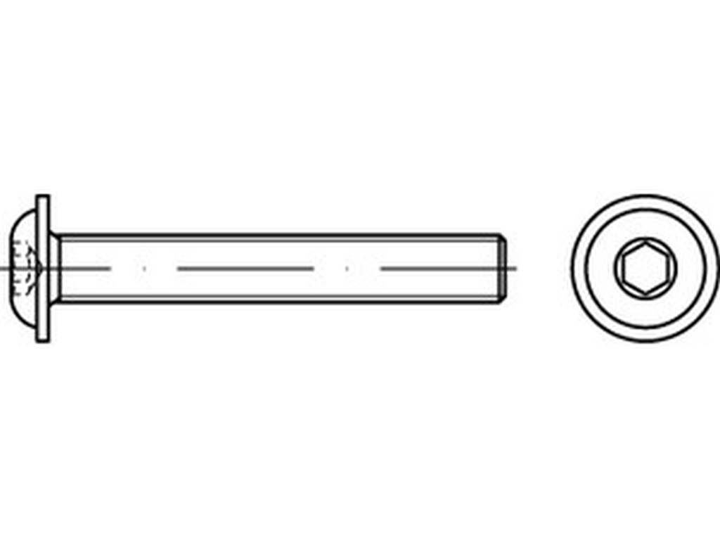 Bild von ISO 7380-2 (mit Flansch) (Stahl 10.9) M 8x20 (galv. verzinkt) Flachkopf-Linsenkopfschrauben -Innensechskant- Pkg. (200) (VPE=200 Pkg. (200))