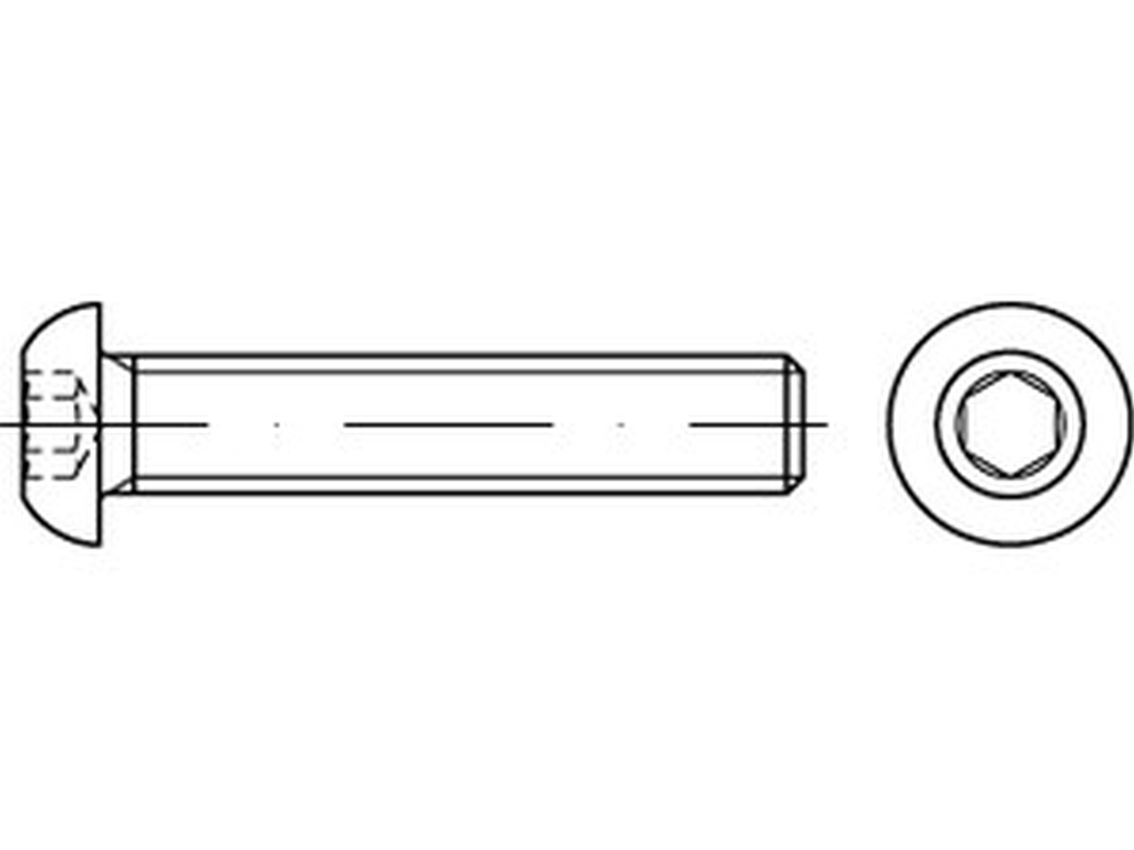 Bild von ISO 7380-1 (ohne Flansch) (Edelstahl A2) M 6x10 (rostfrei) Flachkopf-Linsenkopfschrauben -Innensechskant- Pkg. (500) (VPE=500 Pkg. (500))