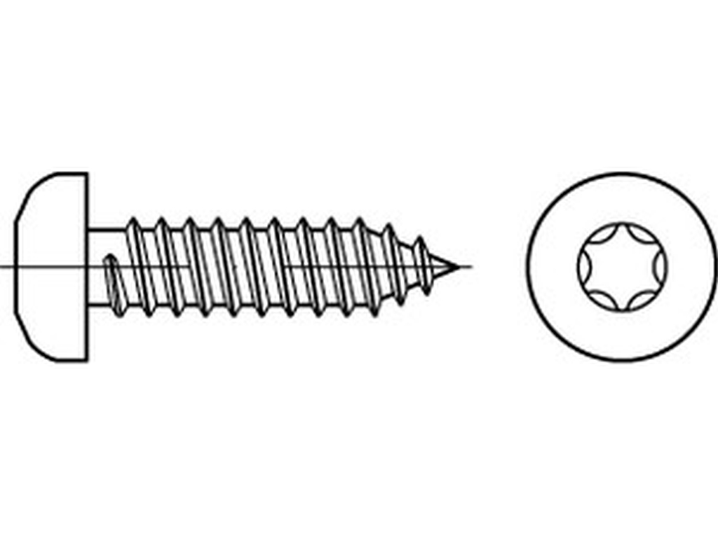 Bild von ISO 14585 A2 4,8x90 -C -T25 (rostfrei) Linsenblechschrauben mit Innensechsrund-ISR (T) - Pkg. (100) (VPE=100 Pkg. (100))