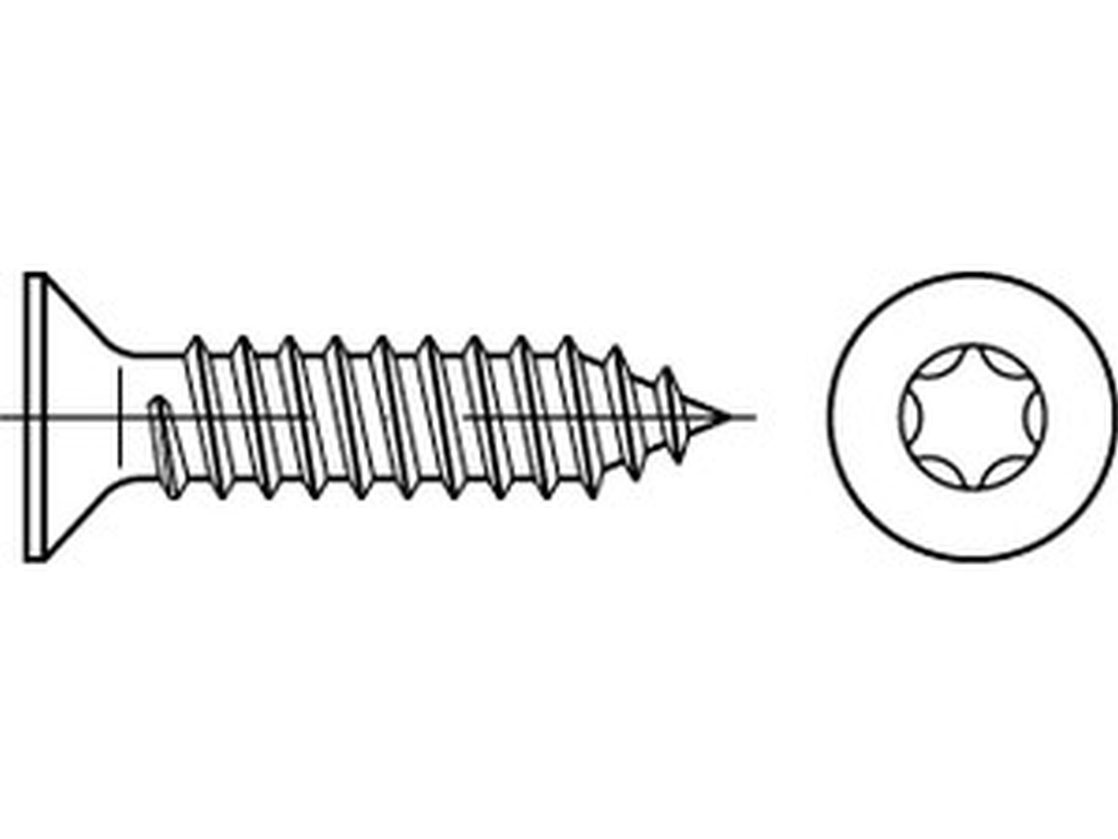 Bild von ISO 14586 A2 2,9x6,5 -C -T10 (rostfrei) Senkblechschrauben mit Innensechsrund-ISR (T) - Pkg. (1000) (VPE=1000 Pkg. (1000))