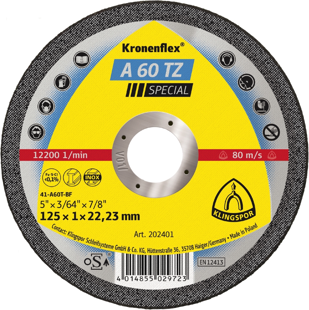 Bild von A 60 TZ Trennscheiben 115 x 1 x 22,23 mm gerade - Edelstahl|Stahl (VPE=25 Pkg. (25))