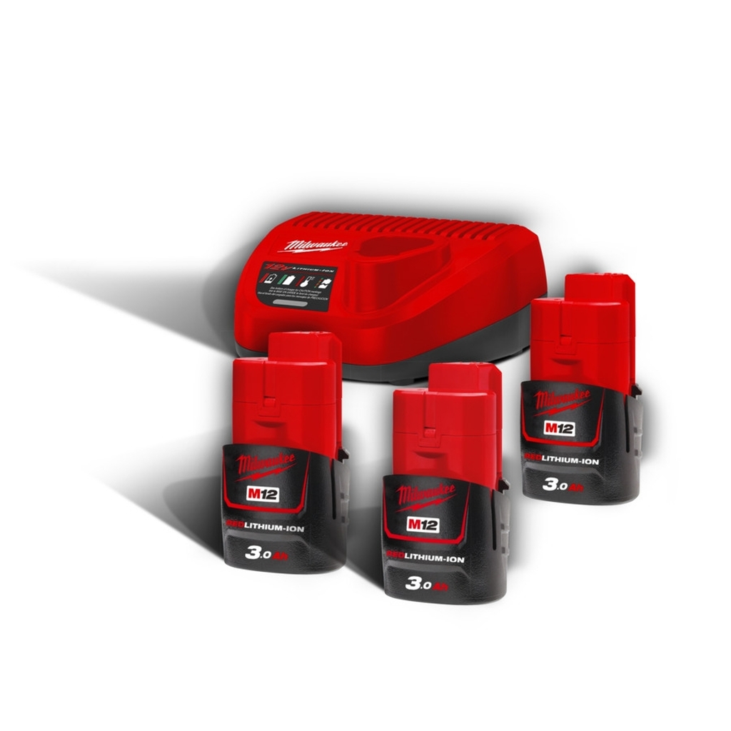 Bild von 12V Starterset-12-Volt (M12NRG-303) - Akku: 3 x 12 V 3.0 Ah Red Li-Ion Akku (VPE=1 Stück)