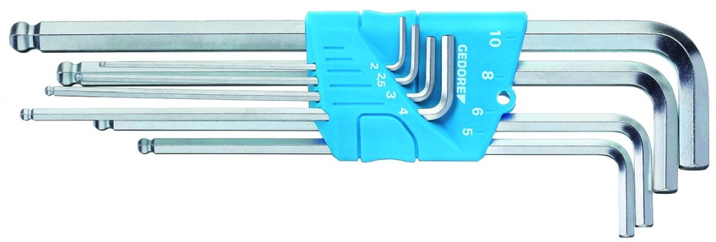 Bild von Gedore - Winkelschraubendreher-Satz XL Kugelkopf im Halter 8-teilig 2-10 mm (VPE=1 Stück)