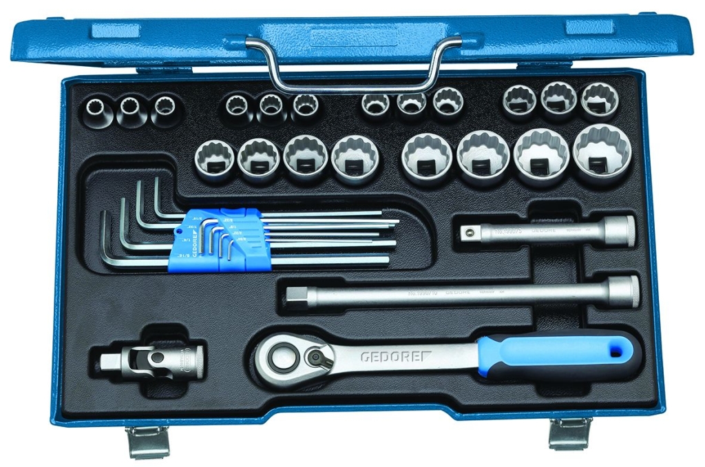 Bild von Gedore - Steckschlüssel-Satz 1/2'' 31-tlg UD 5/16-1.1/4'' - Ratschenkasten - Nusskasten (VPE=1 Stück)