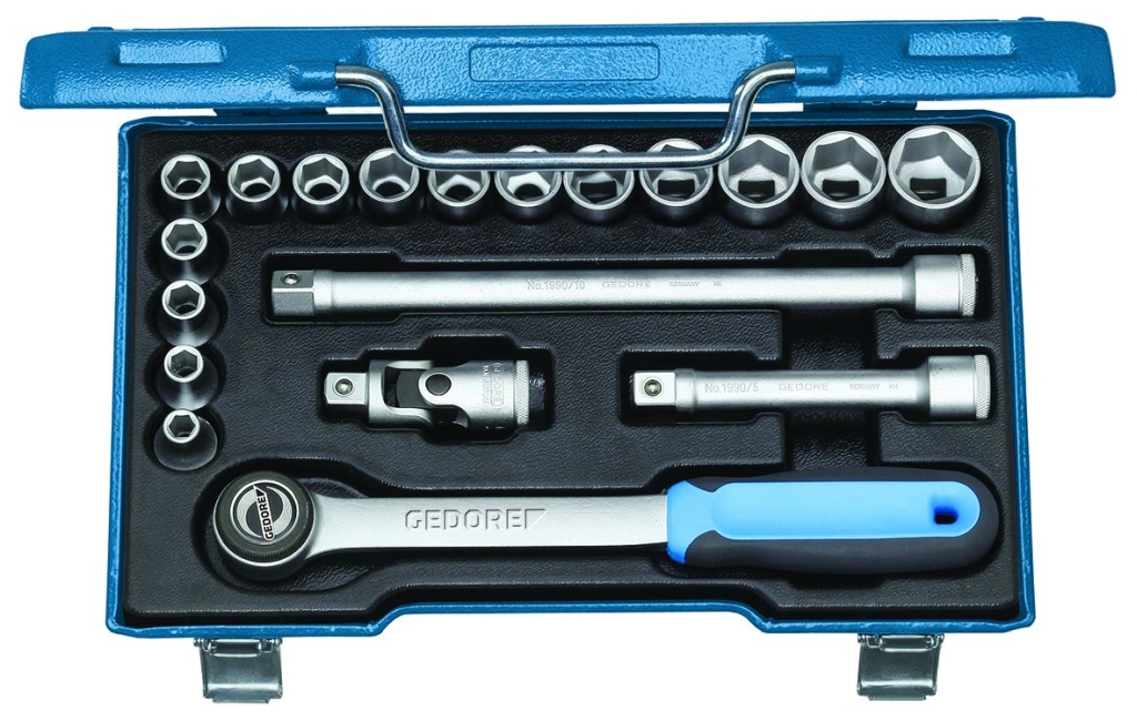 Bild von Gedore - Steckschlüssel-Satz 1/2'' 19-tlg 6-kant 8-24 mm - Ratschenkasten - Nusskasten (VPE=1 Stück)