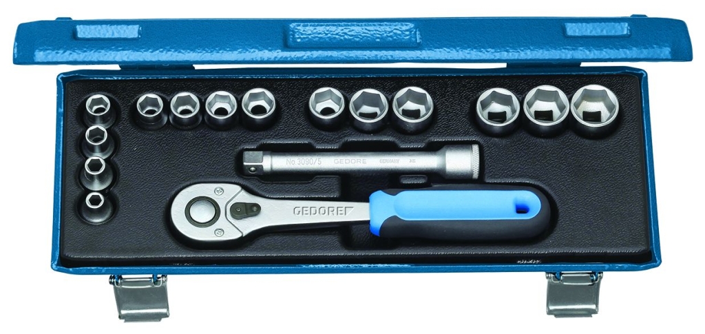 Bild von Gedore - Steckschlüssel-Satz 3/8'' 16-tlg 6-kant 6-19 mm - Ratschenkasten - Nusskasten (VPE=1 Stück)