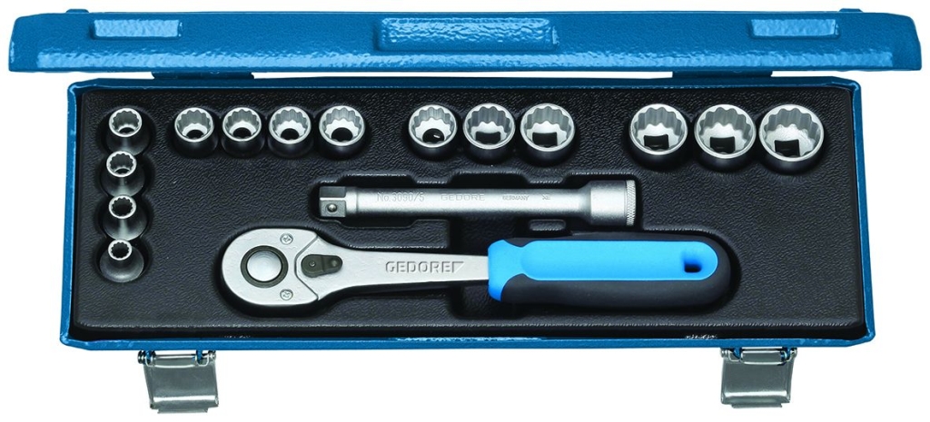 Bild von Gedore - Steckschlüssel-Satz 3/8'' 16-tlg UD 6-19 mm - Ratschenkasten - Nusskasten (VPE=1 Stück)