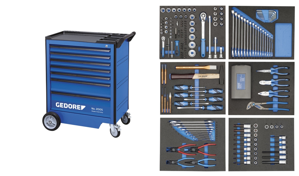 Bild von Gedore - Werkzeugwagen mit 190-teilig Werkzeugsortiment (VPE=1 Stück)