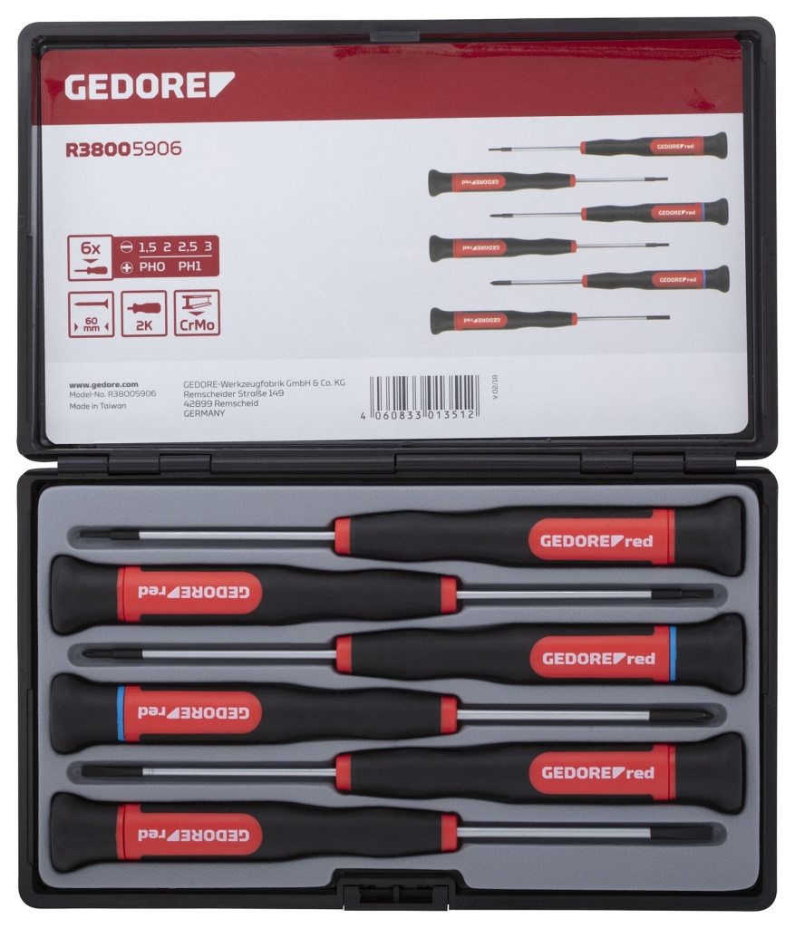 Bild von Gedore - 2K-Elektronikschraubendr.Satz PH+SL 6tlg (VPE=1 Stück)