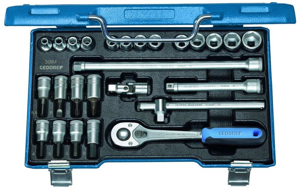 Bild von Gedore - Steckschlüssel-Satz 3/8'' 26-tlg 6-kant IN-IS-PH - Ratschenkasten - Nusskasten (VPE=1 Stück)
