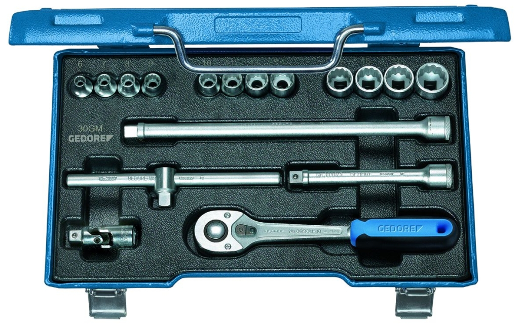 Bild von Gedore - Steckschlüssel-Satz 3/8'' 17-tlg UD-Profil 6-19 mm - Ratschenkasten - Nusskasten (VPE=1 Stück)