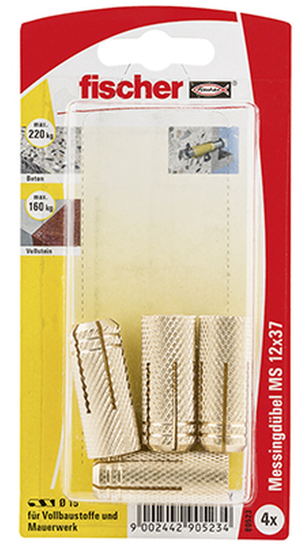 Bild von Messingdübel MS 12x37 K (4) (VPE=1 Stück)