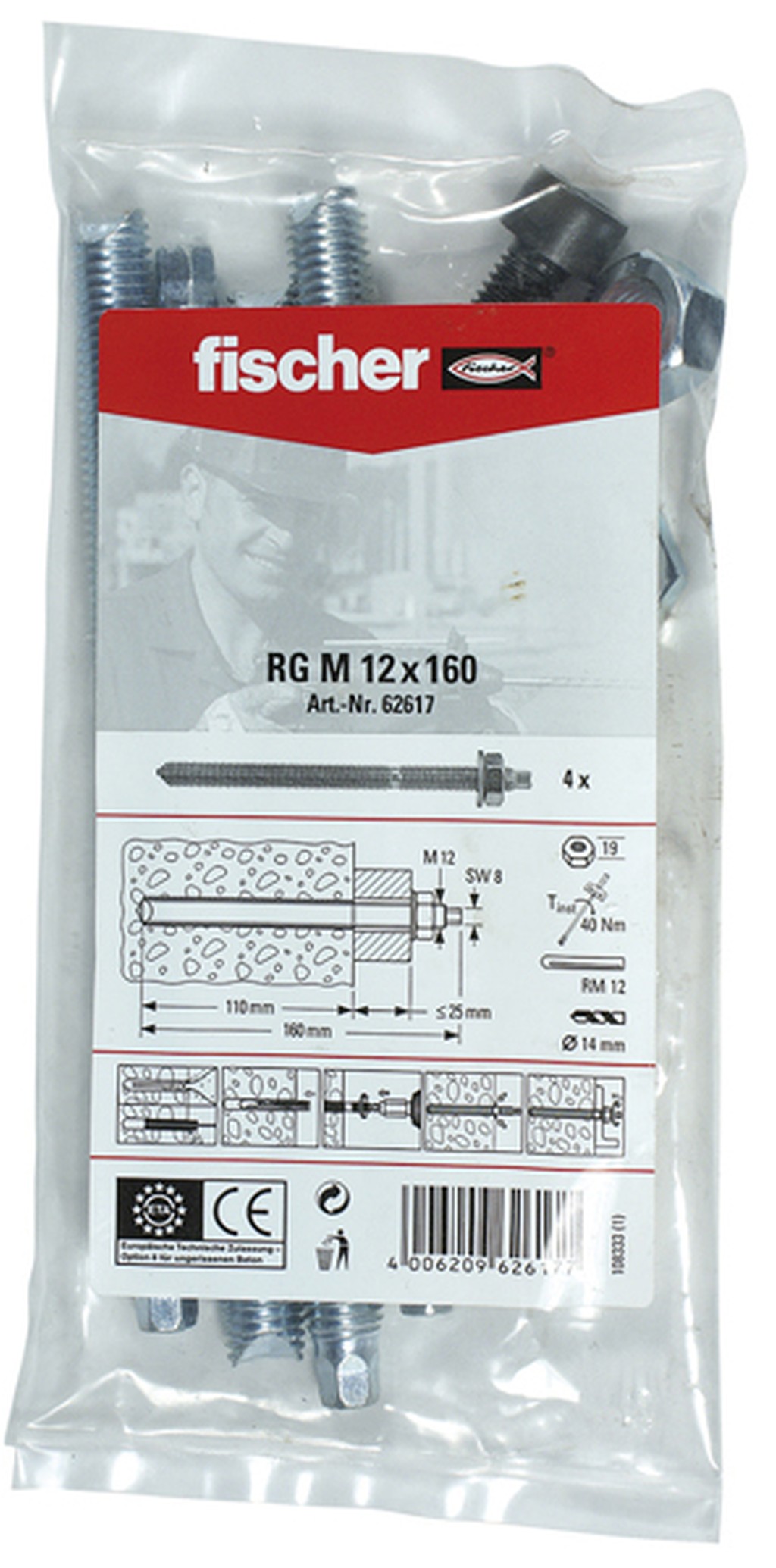 Bild von Ankerstange RG M12x160 B (4) (VPE=1 Stück)