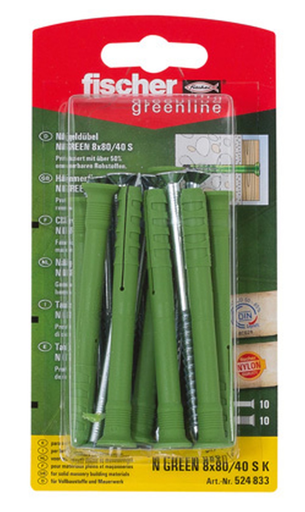 Bild von Nageldübel N GREEN 8x80/50 S K (10) (VPE=1 Stück)