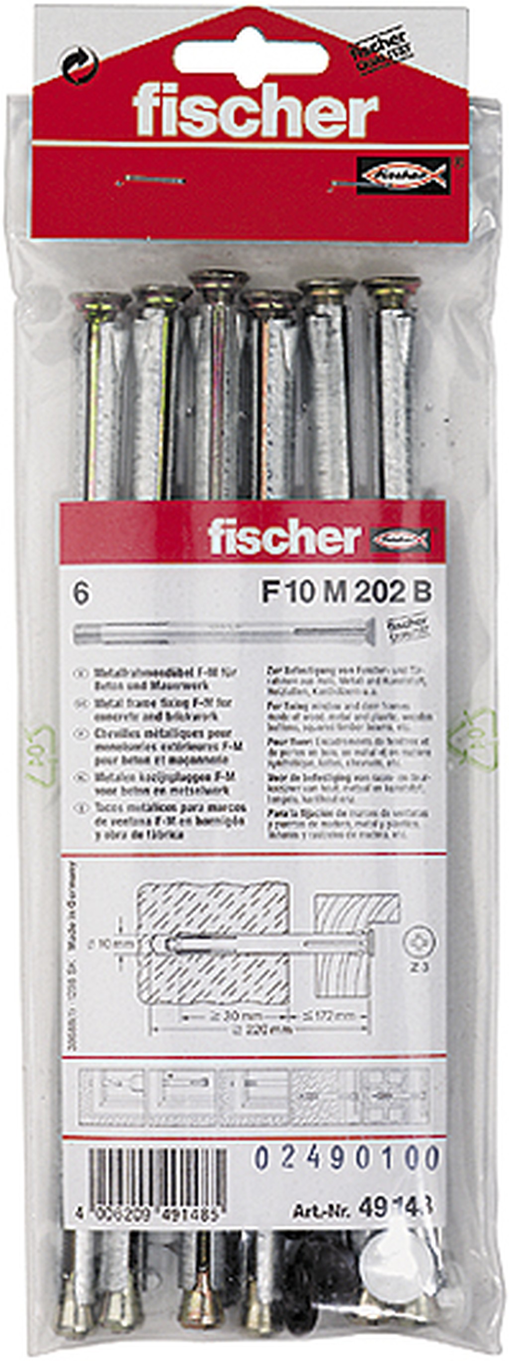 Bild von Fensterrahmendübel F 10 M 202 B (6) (VPE=1 Stück)