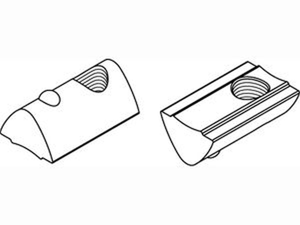 Bild von ART 87011 Muttern für T-Nuten St. gal Zn 6 mm, M 5 außenl. Führungssteg gal Zn VE=S (VPE=1000 Pkg. (1000))