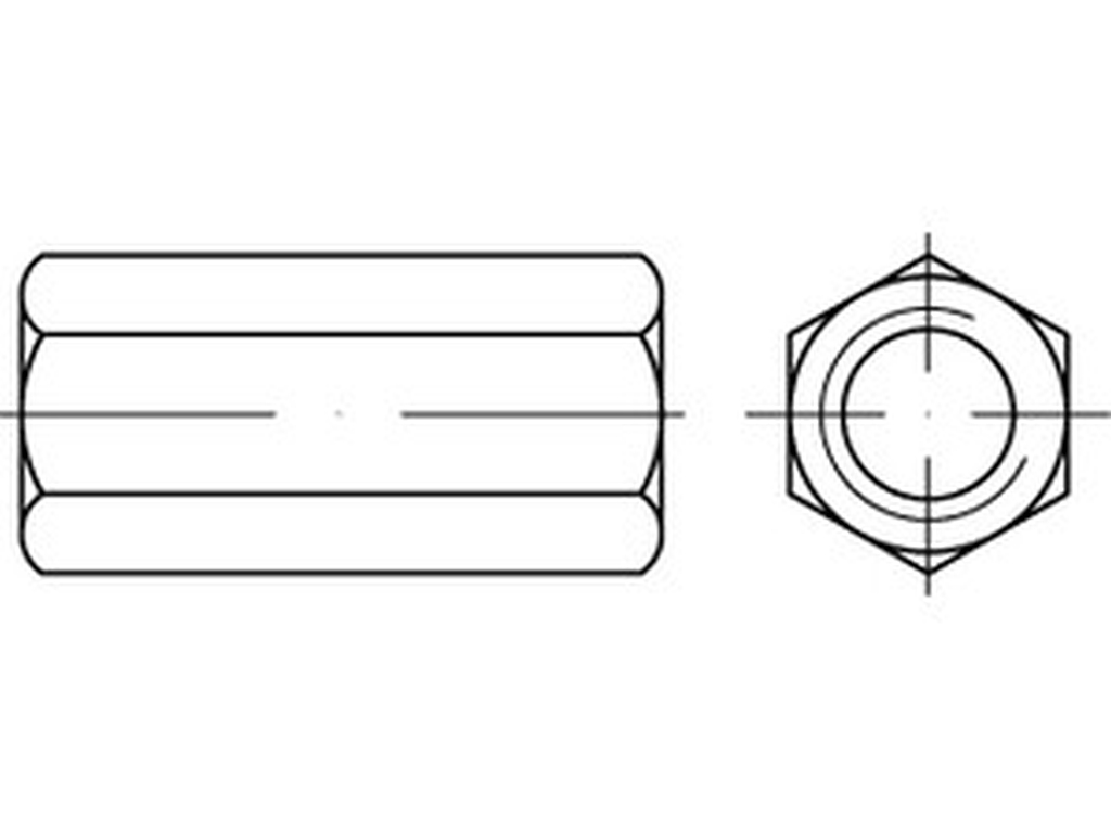 Bild von ART 88087 6kt.Verbindungsmuffe St.gal Zn M 12 x 40 SW 19 gal Zn VE=S (VPE=50 Pkg. (50))