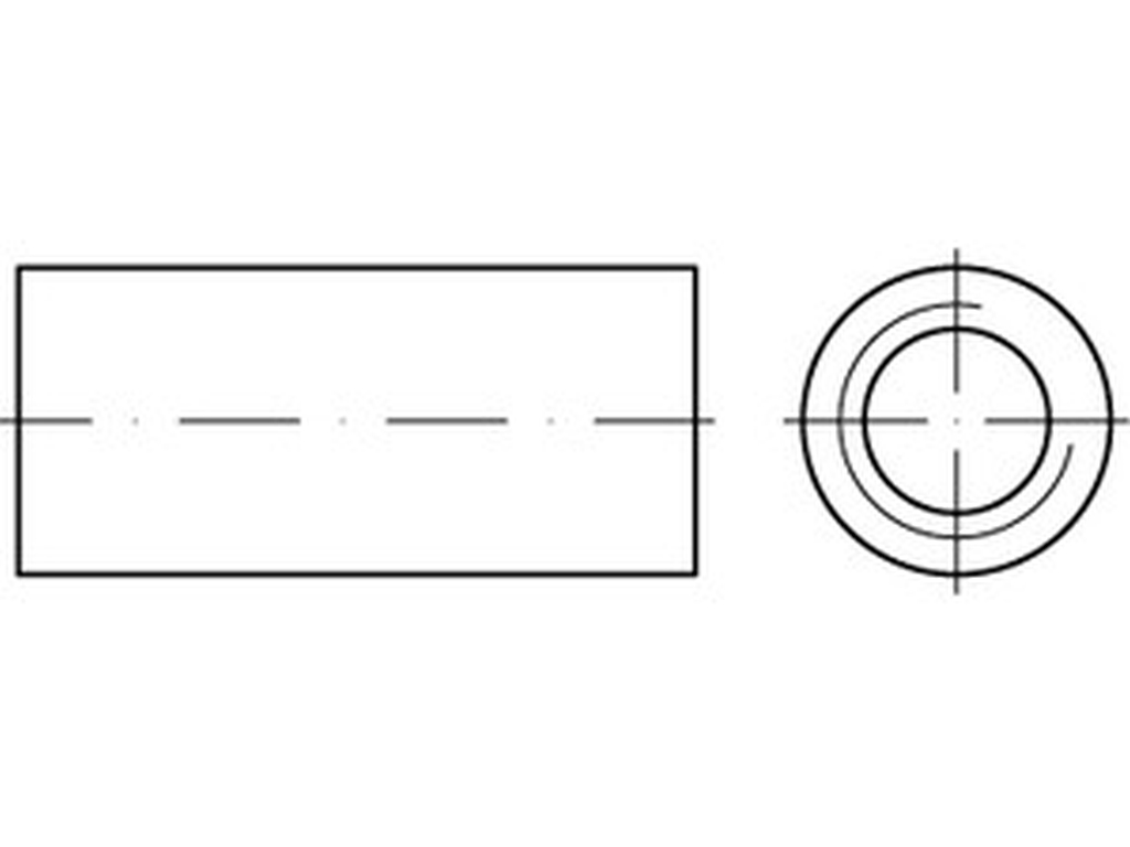 Bild von ART 88088 Verb.-muffe, Rd. M 6 x 20 x 10 Stahl, galv. verzinkt gal Zn VE=S (VPE=100 Pkg. (100))