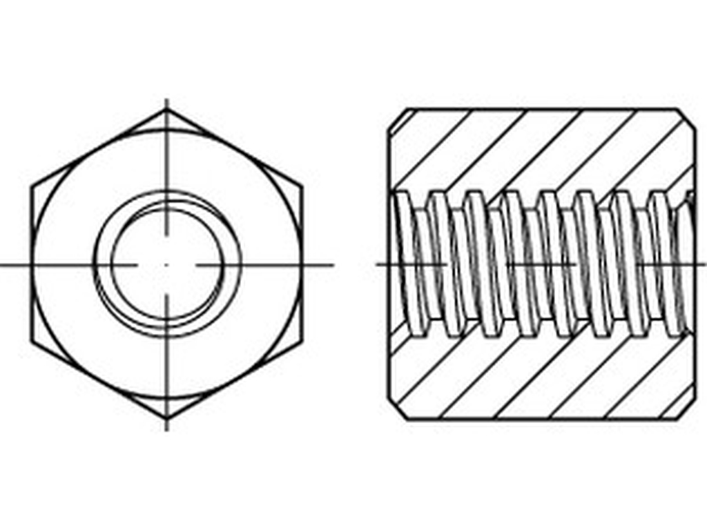 Bild von ART 88090 Mutter 6kt. Stahl m.Trapezgew. TR 16 x 4 x SW 27 x L24 VE=S (VPE=1 Stück)