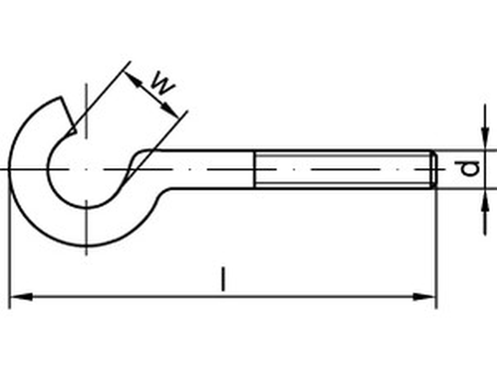 Bild von ART 88142 geb. Schr.haken Stahl Typ 11E M 5 x 60 galv. verzinkt gal Zn VE=S (VPE=100 Pkg. (100))