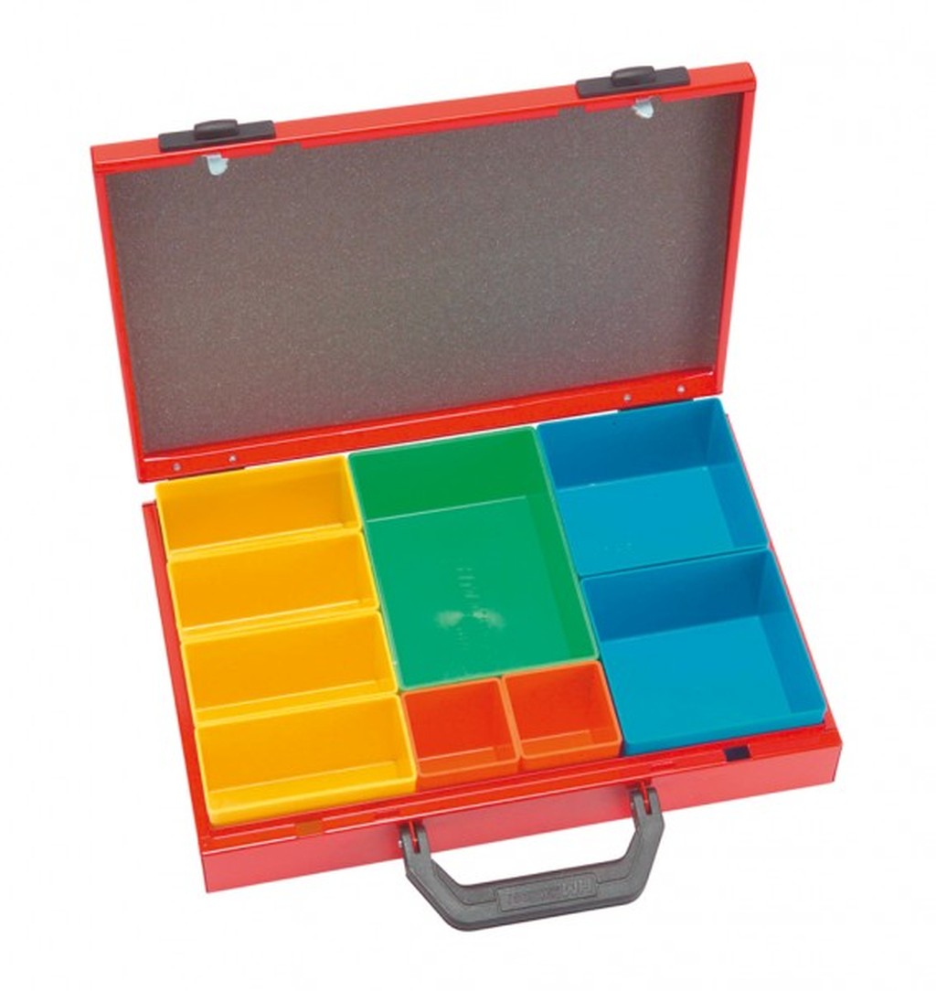Bild von Sortimentskoffer mit 9 Boxen - 340x235x68 mm, Stahlblech (VPE=1 Stück)