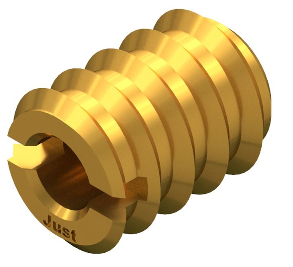 Bild von DIN 7965 Messing M 3x8 Adm. 6 mm (blank) Einschraubmuttern (RAMPA-Muffen) - Pkg. (100) (VPE=100 Pkg. (100))