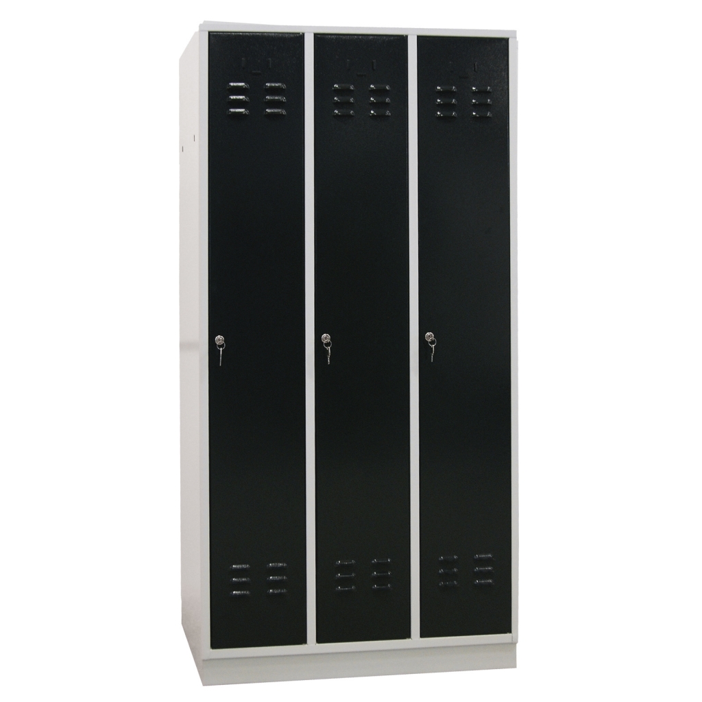 Bild von Garderobenschrank 3-türig / Korpus RAL 7035 / Tür RAL 7016 / Maße:BxTxH = 890mm x 500mm x 1775mm (VPE=1 Stück)